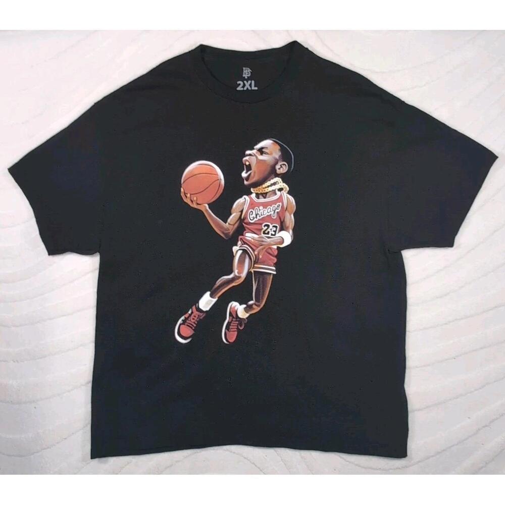 Bobby Fresh Michael Jordan Mens  Black Tshirt Chicago Bulls Nba Hip Hop